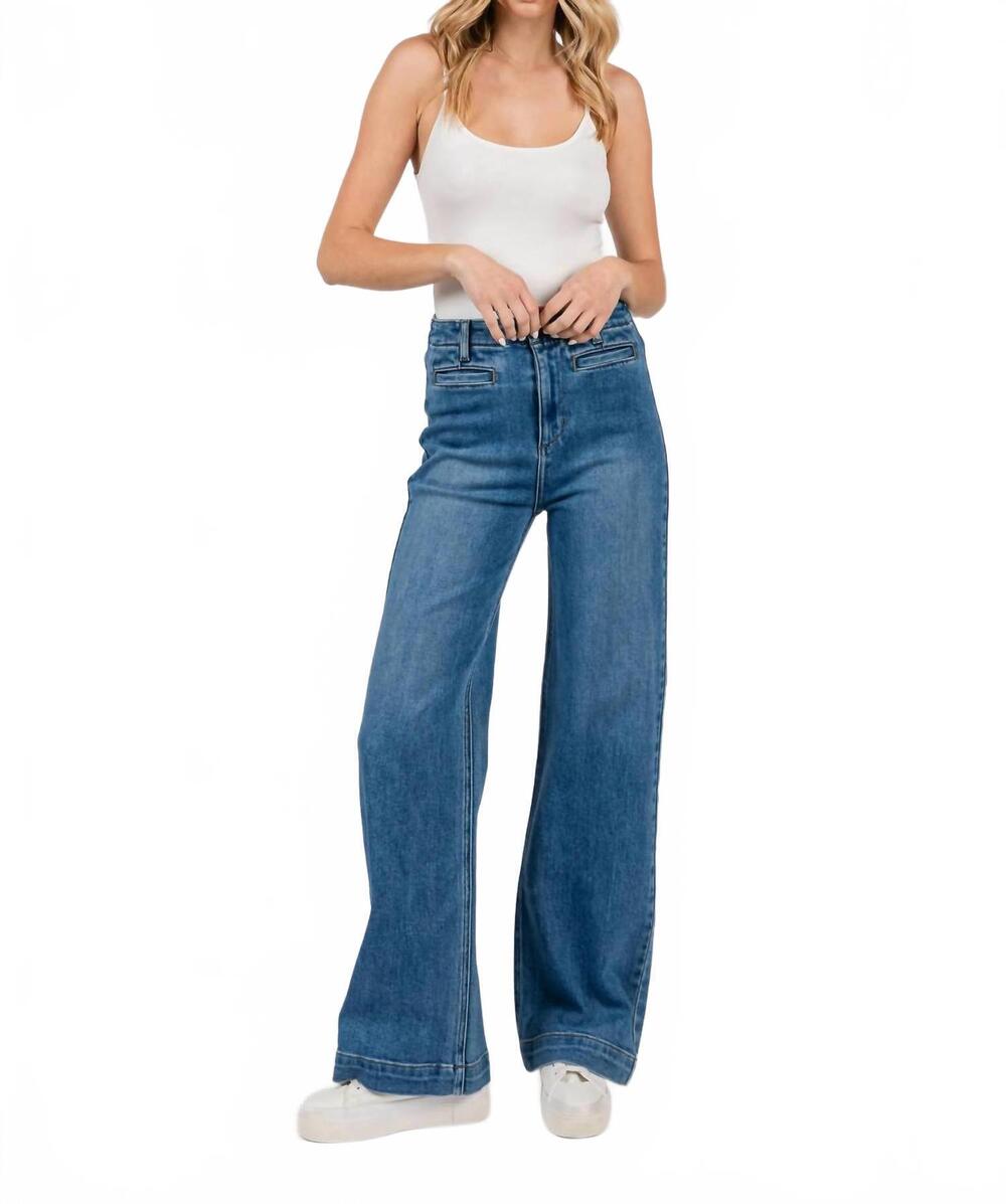 NEW LETTER TO JULIET front welt wide leg jeans in medium